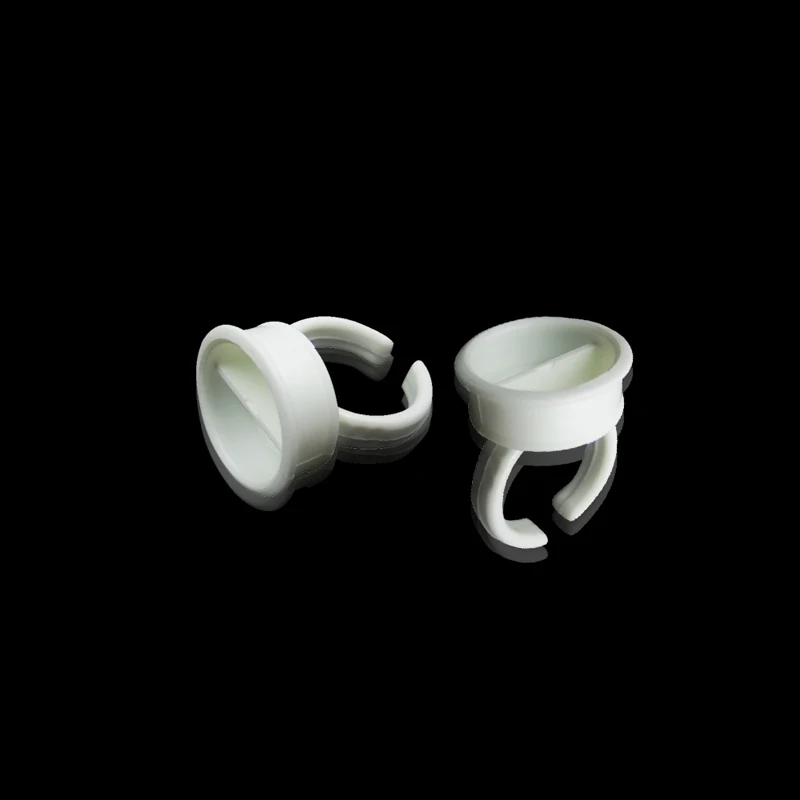 Wholesale Cheap White Plastic Glue Ring Various Size and Styles Lash Glue Ring Custom Package Glue Ring for Eyelash Extension