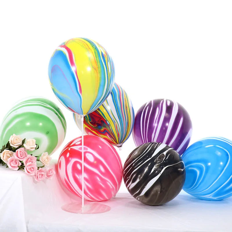 100pcs 12in 10in Thick Color Agate Birthday Party Latex Balloon Set Wholesale