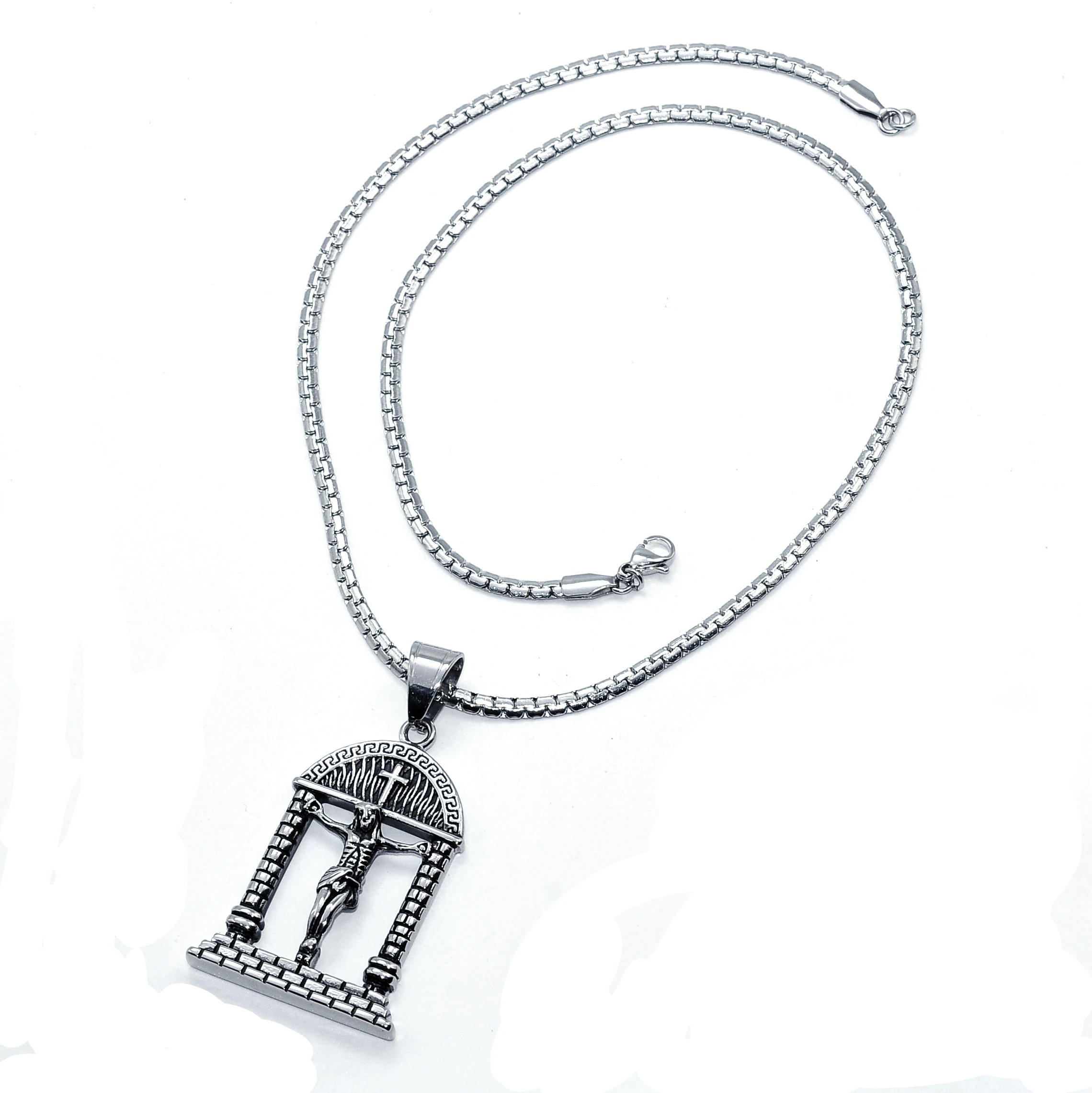 Hip Hop Rock Design Necklaces Punk Gothic Style Matt Smear Oil Stainless Steel Skull Cross Men Necklace Jewellery