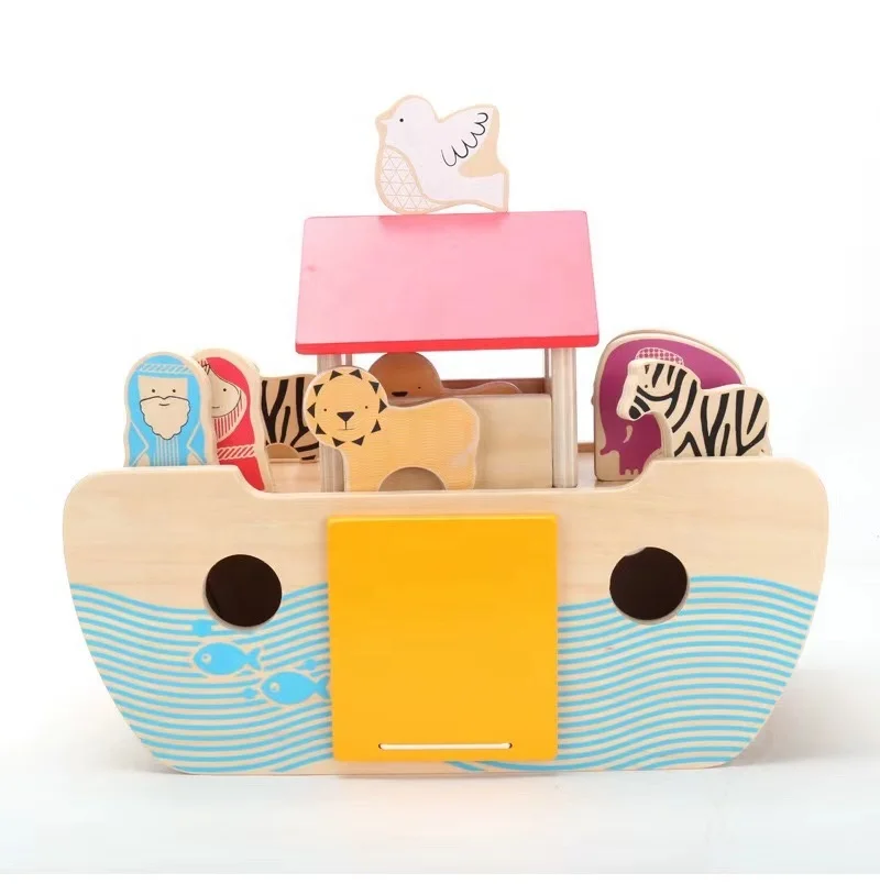 Leaderjoy новый образовательный деревянный красочный ноач ковчег набор животных игрушка для домашних животных для детей