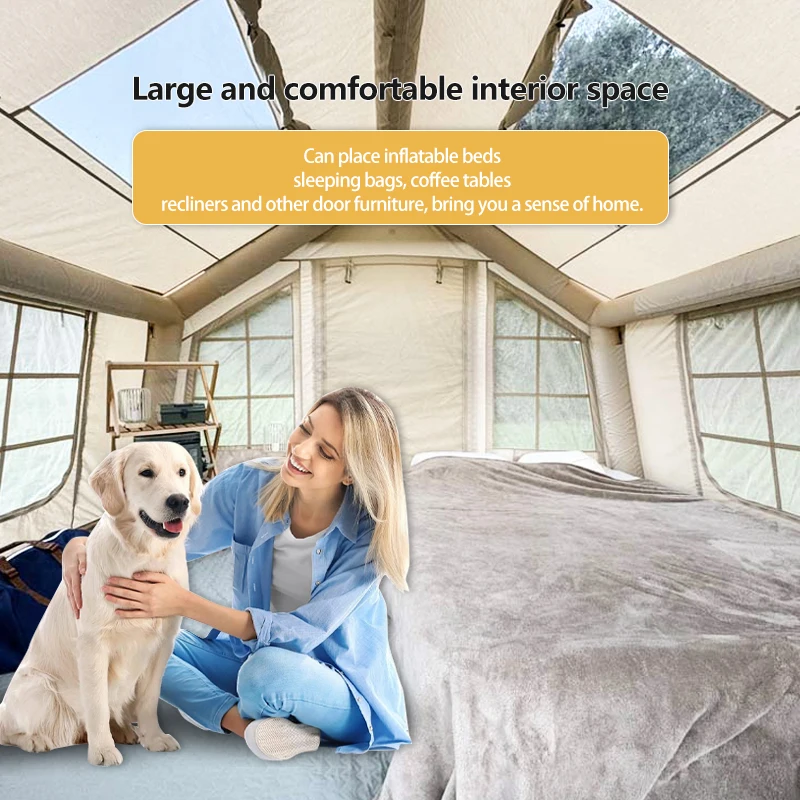Radiwin 4x8 White Inflatable Waterproof Outdoor Folding Camping Instant Air Tent With Screen Porch For 8 Person People For Sale