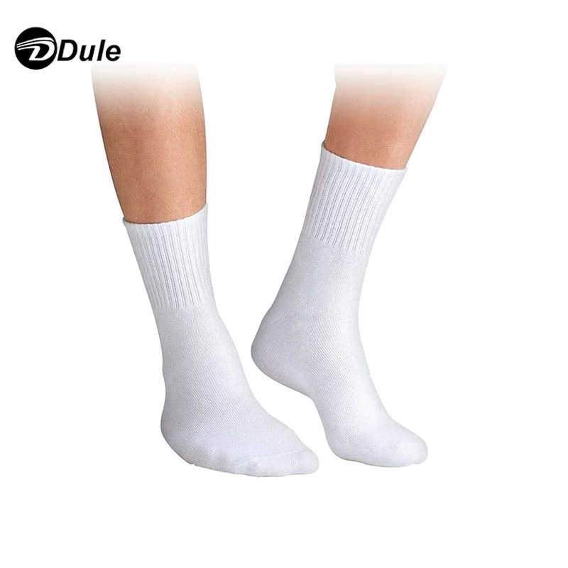 DL-I-226 cheap wholesale plain white thin 100 polyester and cotton school socks bulk blank long white socks