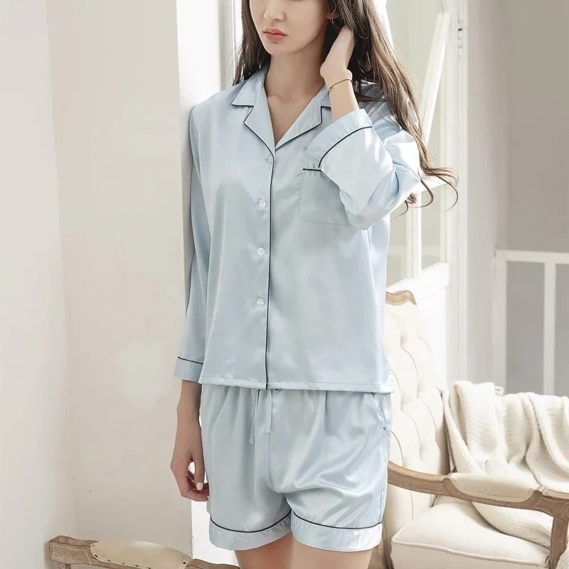 2022 New Pyjamas China Manufacturer High Quality Custom Satin Pajama Short Set For Women 6042