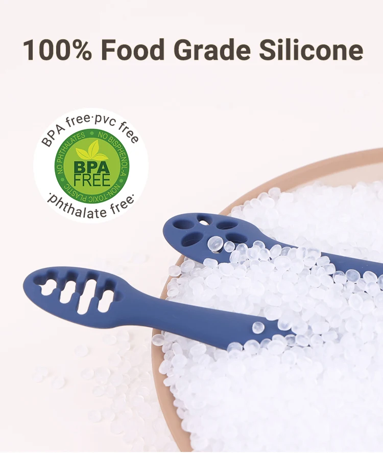 Custom Bpa Free Infants Toddlers Food Squeeze Training Feeding Silicone  Baby Weaning Spoons Babi Feed Spoon Silicone Baby Spoon