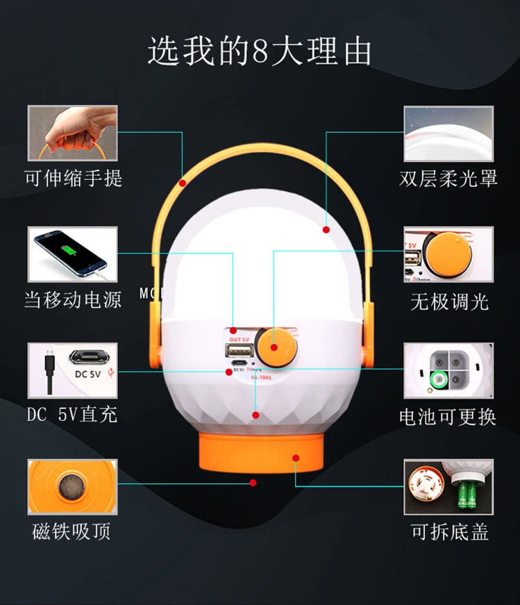 Rechargeable Foldable Indoor Outdoor LED Light Emergency Night Lights Portable Energy Saving Camping Light