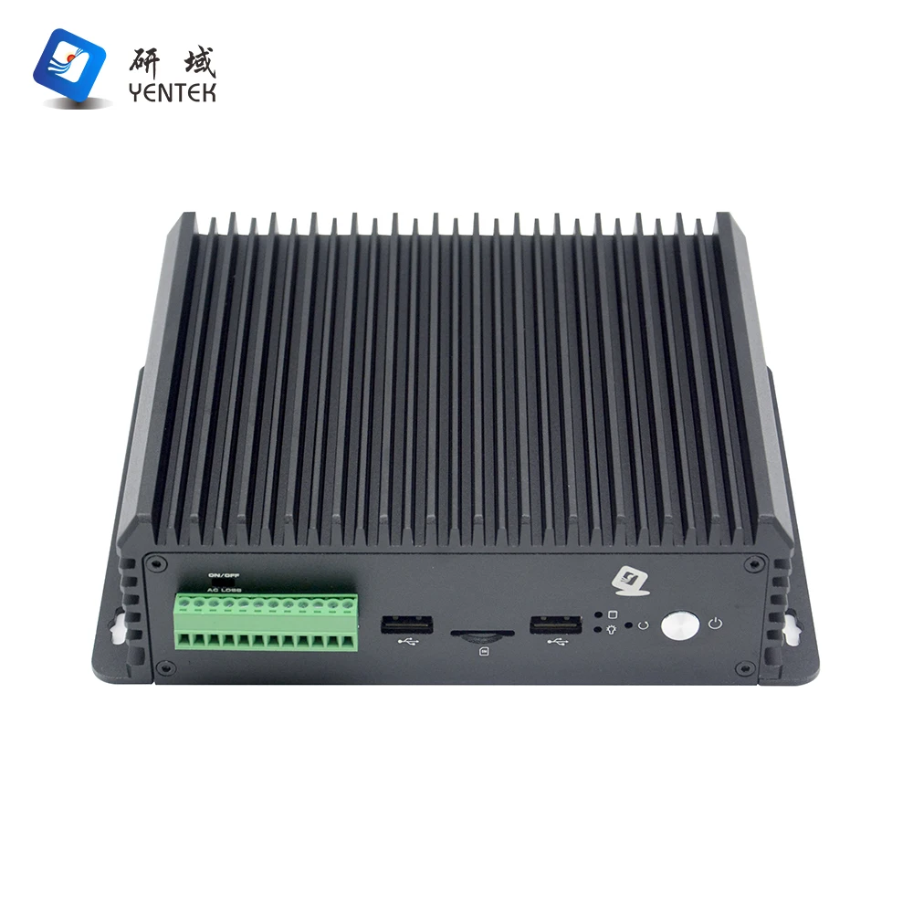 Factory industrial pc fanless intel CPU HD VGA 6 RJ45 6 USB DC 12V RS232 485 DB9 COM embedded industrial computer linux