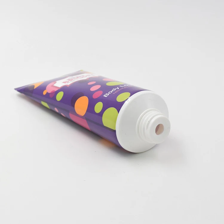wholesale pet plastic tube with black cap purple plastic tube 30g 50g 100g for body lotion