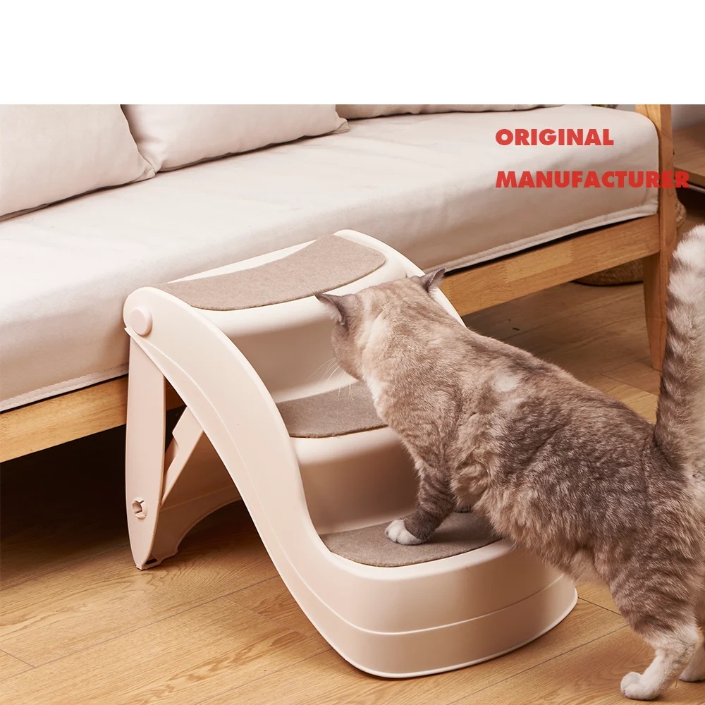 Folding plastic pet ladder stair cat dog climbing ramp for bed