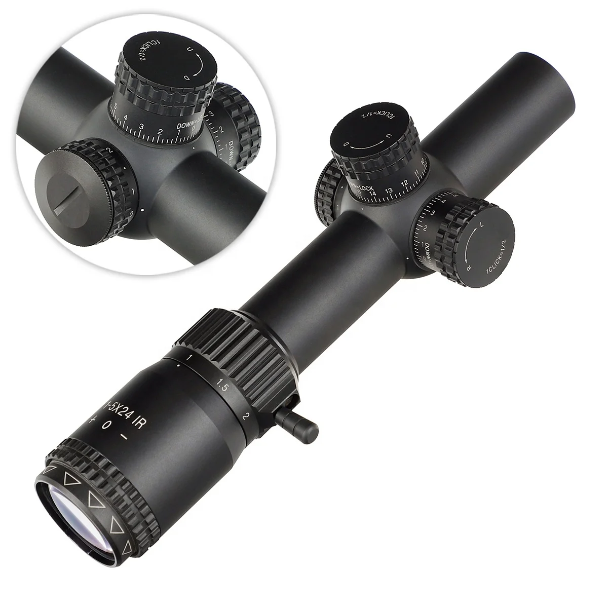 Ohhunt OEM LPVO 1-5X24 IR Tactical Scope Red Illuminated 1/2 Click Value Compact Sights For Hunting