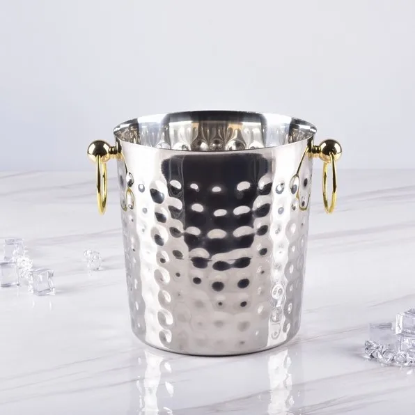 High Quality Ice Bucket with Handle Stainless Steel Champagne Bucket Customer Logo Barware wine chiller OEM for bar party