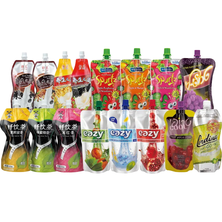 Juice Soda Drinking Packaging Custom Shaped Stand Up Bag Pouch with Spout
