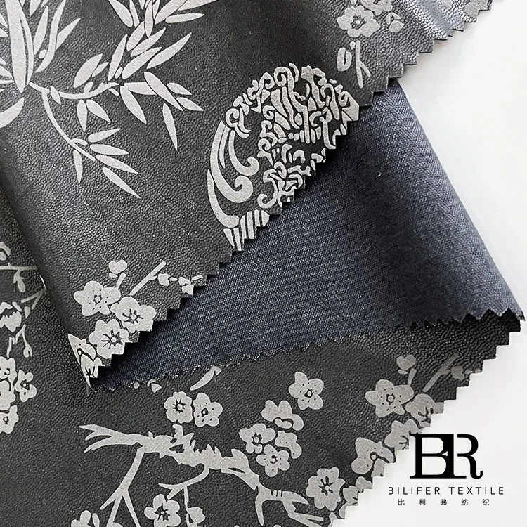 custom Chinese style design new technology foam printing synthetic leather trousers dress pu leather fabric
