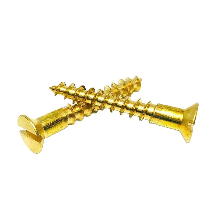 M3*10 Flat head slotted brass wood screws