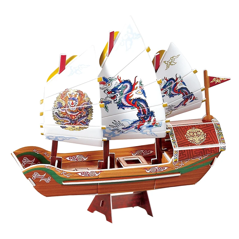 Educational 3D Puzzle Model Aircraft Carrier Toys 3D Paper Model Vehicle Warplane Sailboat Cardboard Building Puzzle For Kids