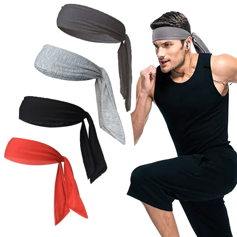 Moisture Wicking Head Tie Sweatband Sports Headband for Tennis Basketball Running Gym Workout Fitness Yoga