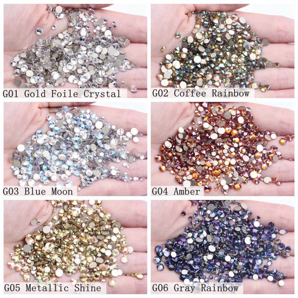 Горячая Распродажа Bling SS6 14400 шт хрустальные камни плоские с оборота Стразы для дизайна ногтей 3D не исправленный искусства ногтя украшения Стекло маникюра