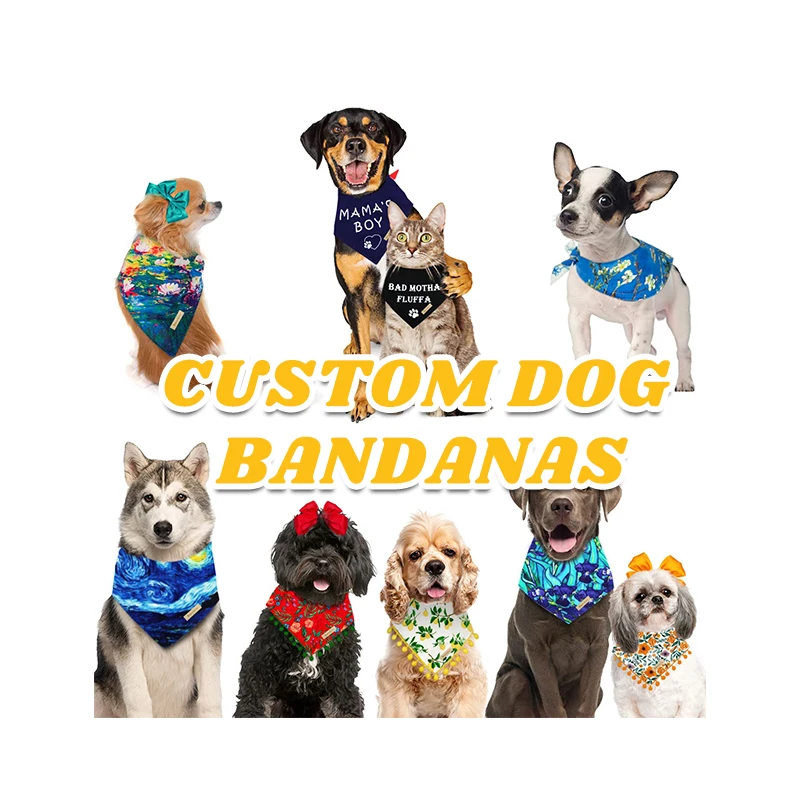 Wholesale Custom Solid Color Plaid Cotton Pet Scarf Dog Scarf  custom dog bandana Pet Bandana Dog Bandana for Cat with logo