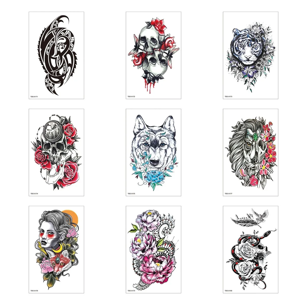 Wholesale Halloween Temporary Tattoos Half Arm Henna Tattoo Waterproof For Women Tiger Tattoos Temporary Custom Sticker