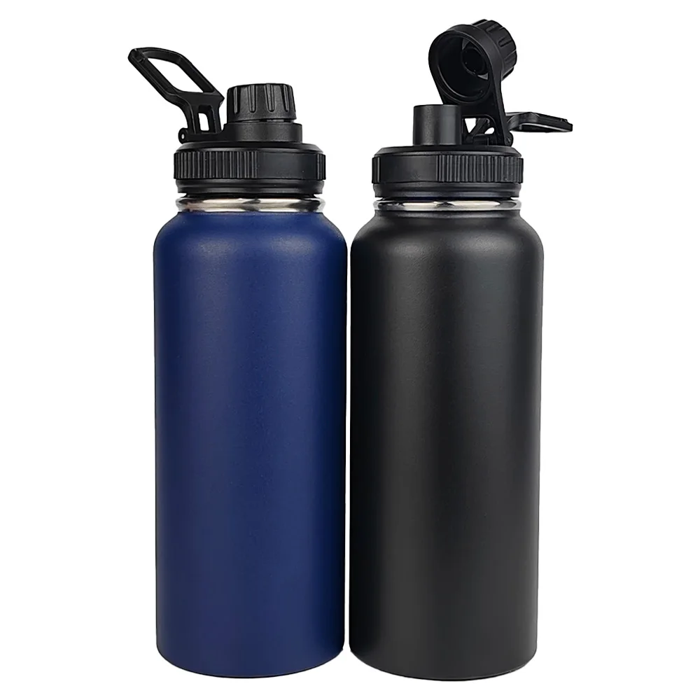 Custom logo Wide Mouth Flask 18oz 22oz 32oz Stainless Steel Vacuum Insulated Sports Powder Coated Water Bottle With Button Lid