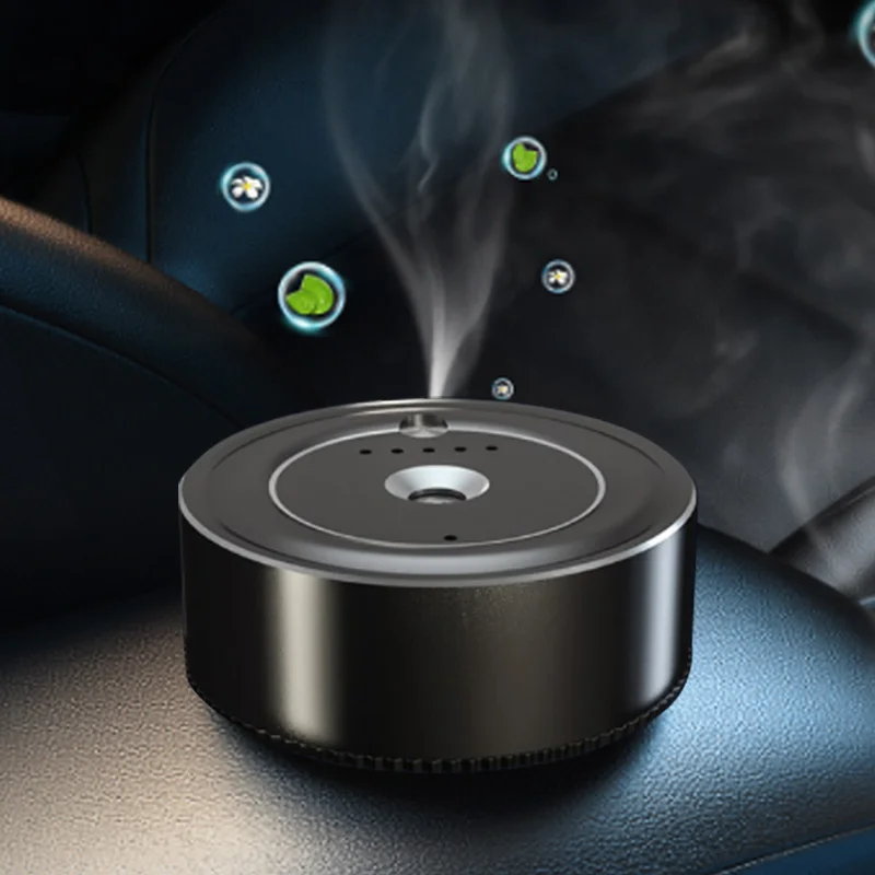 Aluminum commercial portable black round fragrance air car perfume scent diffusers