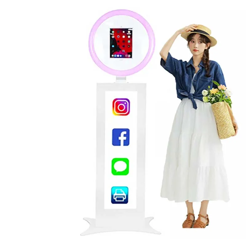 Ipad Photo Booth With Flight Case Manual Ring Light 3D Selfie Locking Door Hand hold Portable Hand Held Photo Booth Roame
