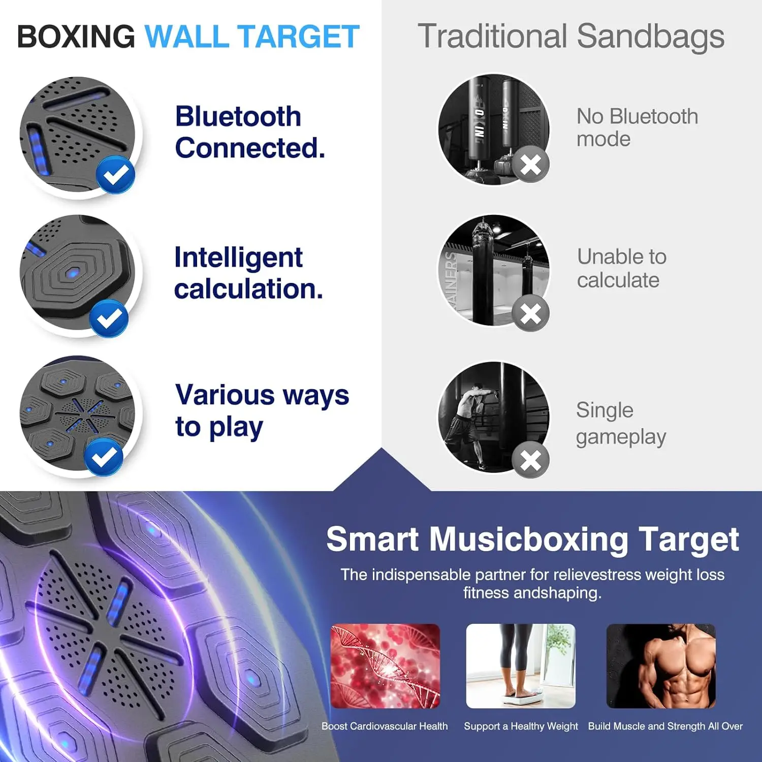 2024 Electronic Smart Bluetooth Music Musical Boxing Machine With Boxing Gloves For Adults Wall Target