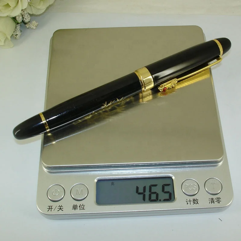ACMECN China Elements Dragon Clip Fountain Pen 46g Metal Heavy Pen 0.5mm Nib Black MB style Calligraphy Pen