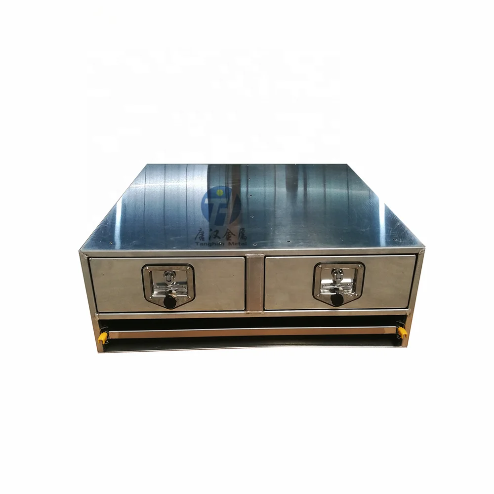 860mm Aluminum Toolbox of drawer with Lock and Slides for Ute Canopy Camper Tool Box Drawer suitable for pickup and truck