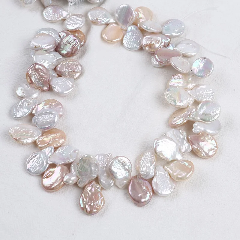 Jewelry 16-17mm Petals Shape Freshwater Natural Loose Keshi Irregular Freshwater Pearl Top Drilled Strands