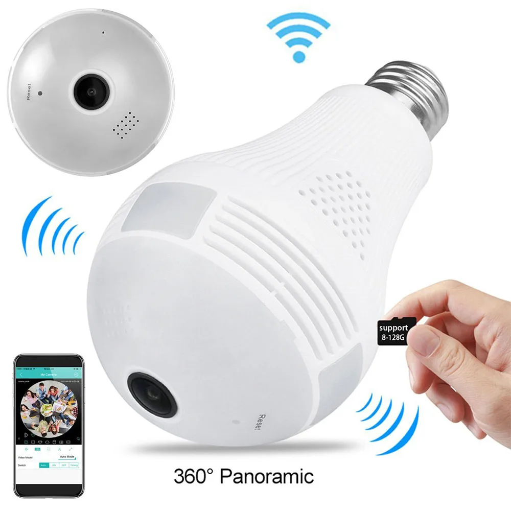 New Product Camera bulb!!! 960P 360 Degree VR Panoramic Bulb IP Camera Indoor Wifi Two Way Audio Security Camera Wifi