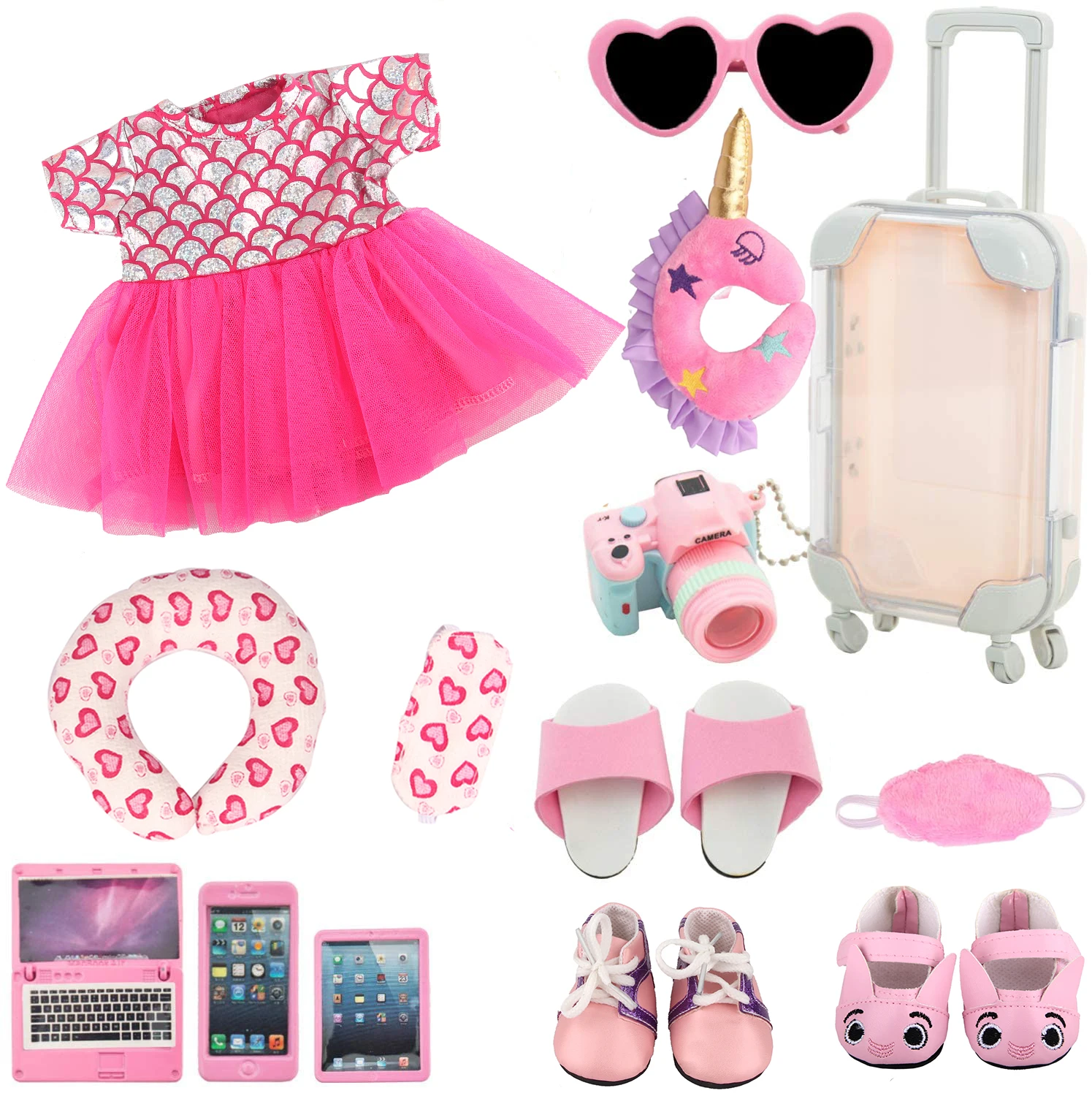 Dolltalk Hot Sell Doll Travel Set For 18 inch American Doll With Dress Toy Set