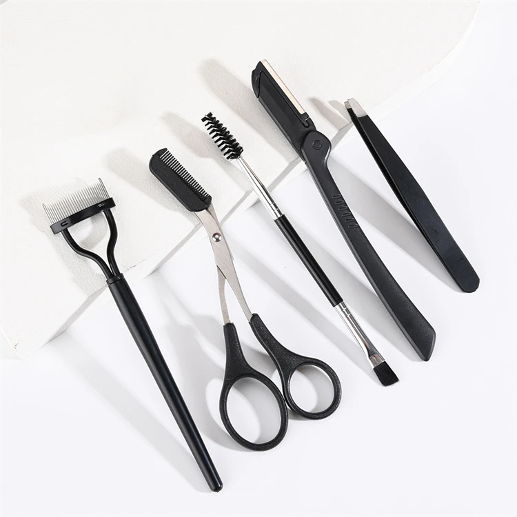 WELLFLYER BYTS-077 Hot Sale Stainless Steel Eyebrow Razor Eyebrow Scissors Brush and Comb Eyebrow TrimmerTool Makeup Beauty Kit