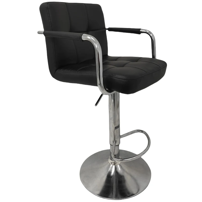 Swivel Chrome Base Pu Leather Counter High Bar Stool Chair With Armrest