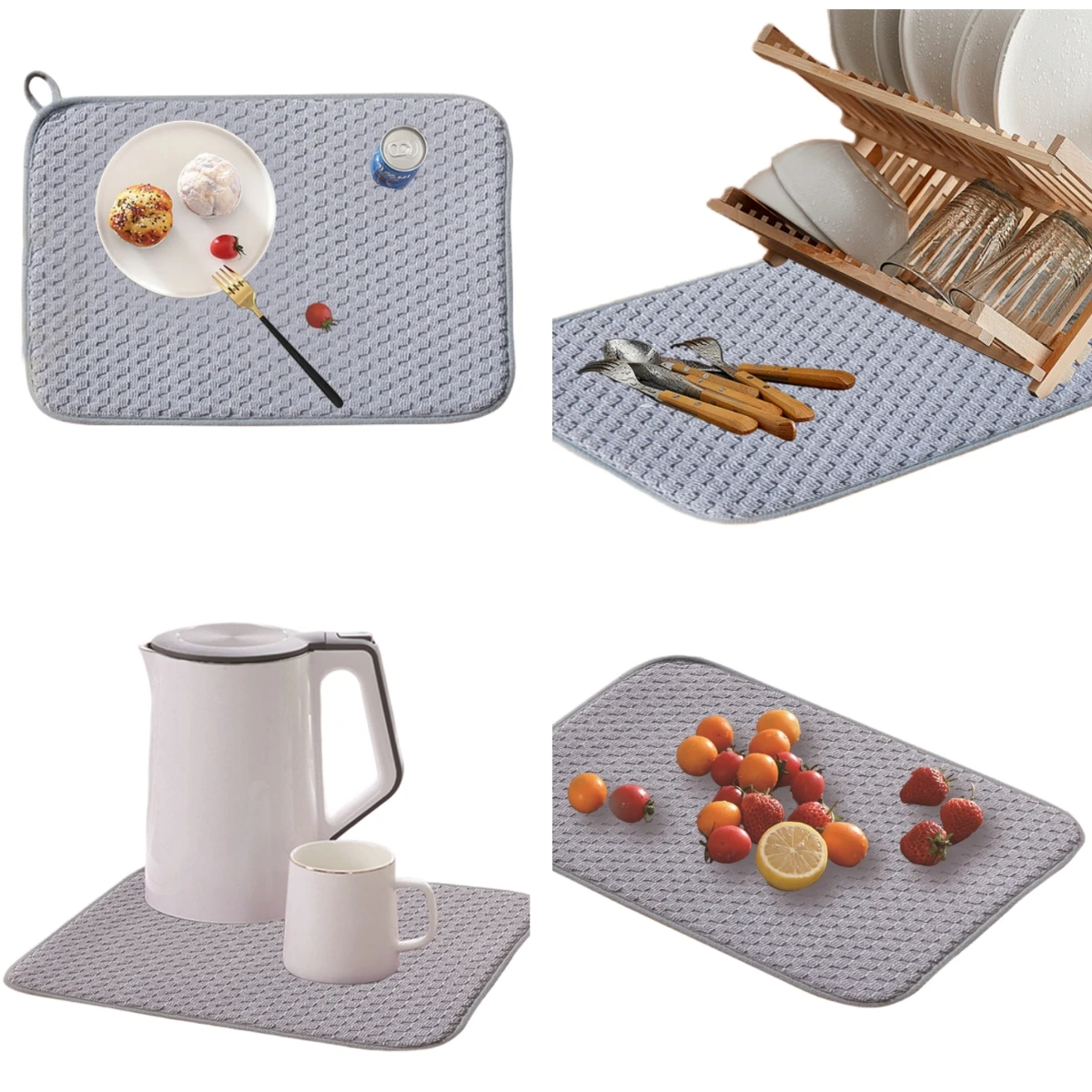 Microfiber Dish Drying Mat Heat Resistant absorbent Washable Mat for Bottle Rack Kitchen Counter Shelf Fridge Drawer Liner