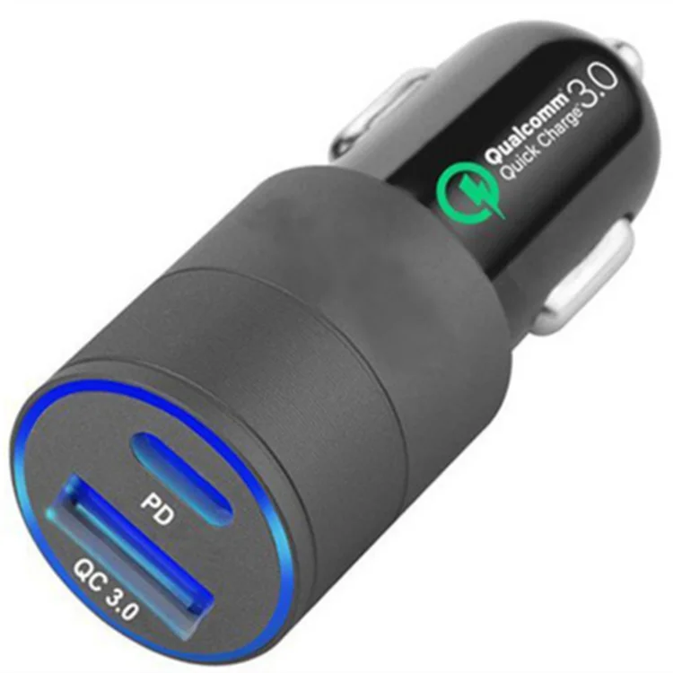 Type C Usb PD QC3.0 2 Port  Quick Charging Multifunctional Cell Phone Adapter Portable Cigarette Lighter Car Charger