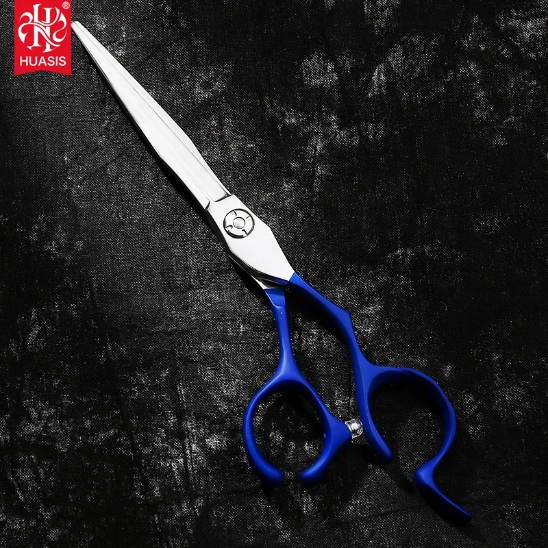 China wholesale 6-inch blue stainless steel sword type double-sided hairdressing scissors