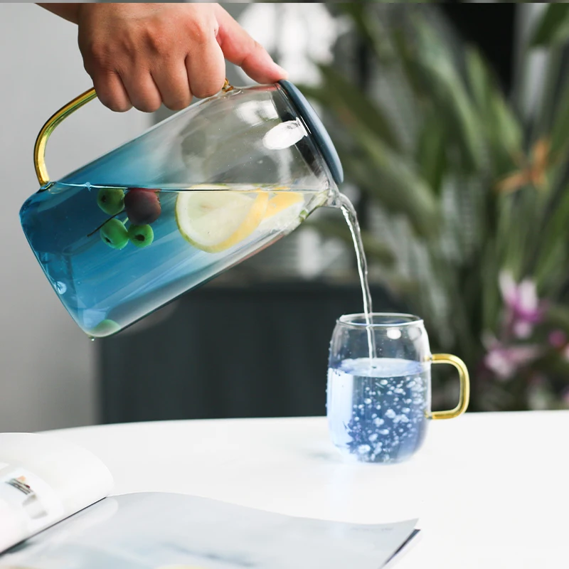 Factory Wholesale Heat Resistant Glass Water Pot Heat Resistant Large Capacity Glass Pitcher Iced Tea Beverage Carafe