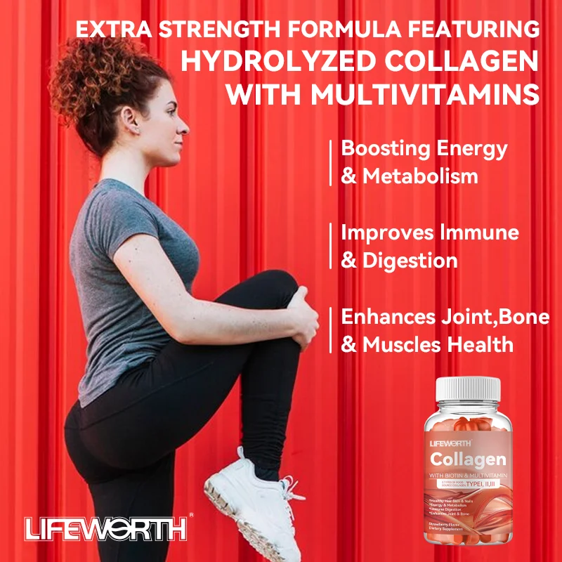 Lifeworth OEM Nutrition Vitamin C&E Collagen Gummy Vitamin Skin Peptide Healthcare Supplement gummies