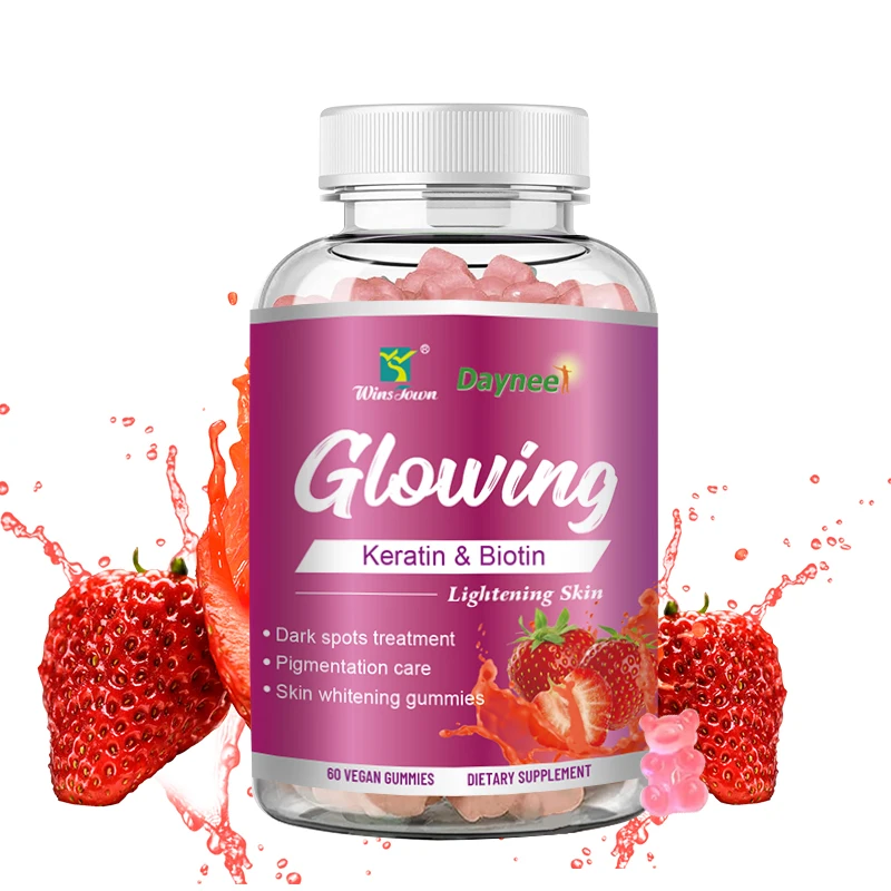 Winstown daynee skin glowing gummies keratin biotin lightening beauty OEM whitening glowing gummies for skin