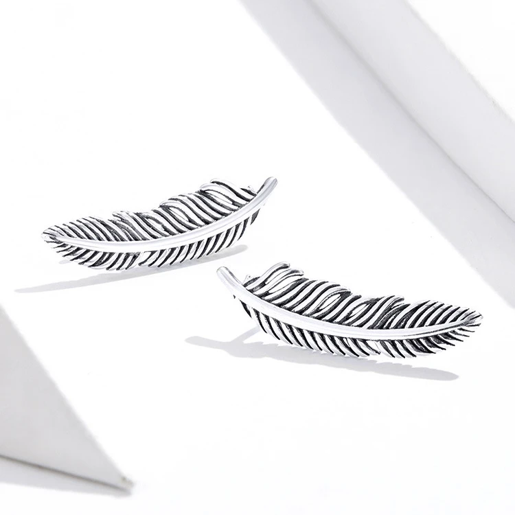 Wholesale Feather Natural Stone Custom Silver Name Plate Flatback Square Diamond Brushed Earrings