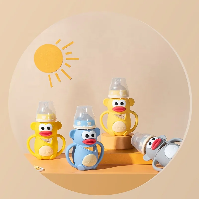 Cute shape BPA free baby feed glass  bottle 260ml Breast Milk bottle