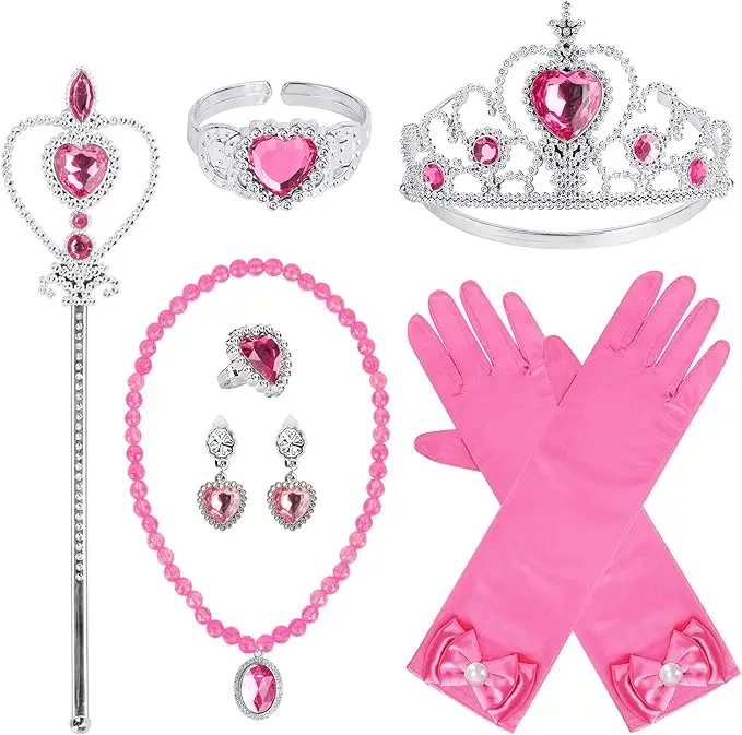 Love Party Frozen Black Magic Wand Crown princess dress up accessories Necklace ring earrings gloves Halloween Crown Magic wand