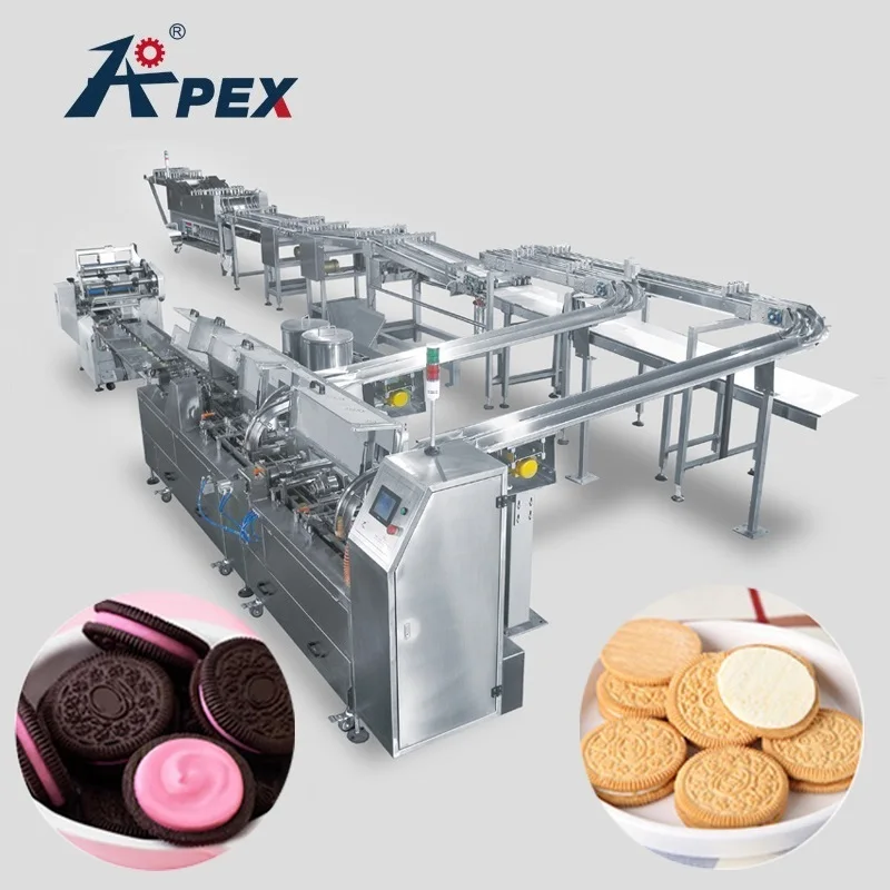 Brand New Single Lane Cracker Biscuit Making Sandwiching Machine With Packing Machine