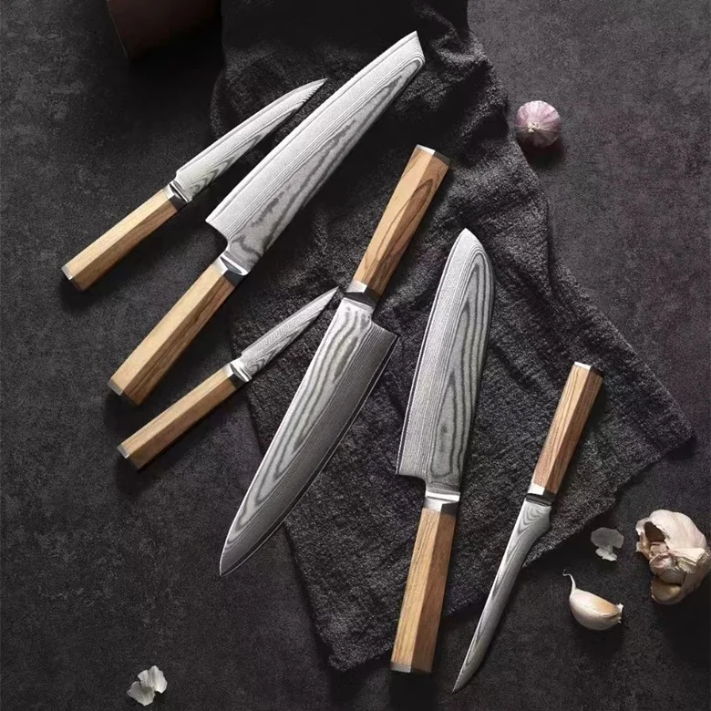 Kitchen Gadgets 2023 Knife Cooking VG10 Steel Wood Handle Damascus Knife