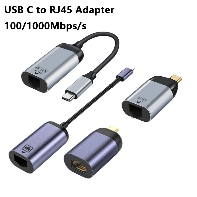 USB to Ethernet Adapter Type-C to RJ45 Adapter Gigabit LAN Network Adapter Supporting cable to connect laptop to monitor screen