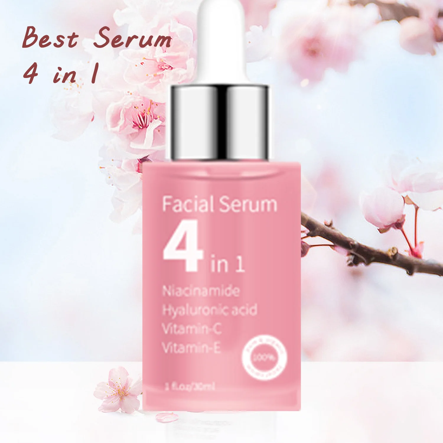 Custom Label Face Serum 4 in 1 Whitening Anti Age Face Serum with 30% Vitamin C 5% Niacinamide 10% Vitamin E Serum