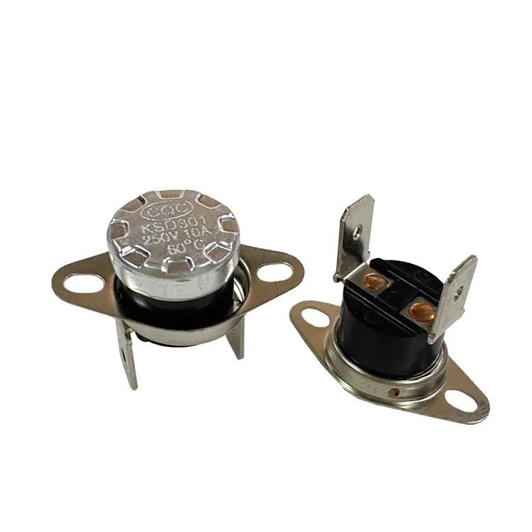 Bimetal thermostat KSD301/302 70c normally closed bakelite bent foot movable ring thermal protector thermal temperature switch