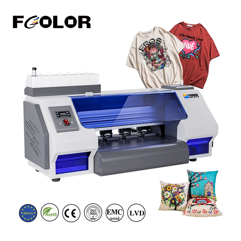 FCOLOR DTF Printer T-shirt Heat Transfer Paper Film Printing Machine DTF Printer 2 Head Automatic Powder Recycling