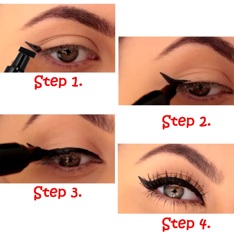 Ready to Ship Double Head Eye Makeup Waterproof Smudge Proof Long Wearing Stamp Black Liquid Eyeliner