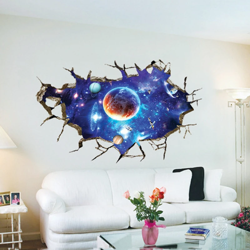 Клейкие съемные обои 3d с внешним пространством наклейки для детской комнаты